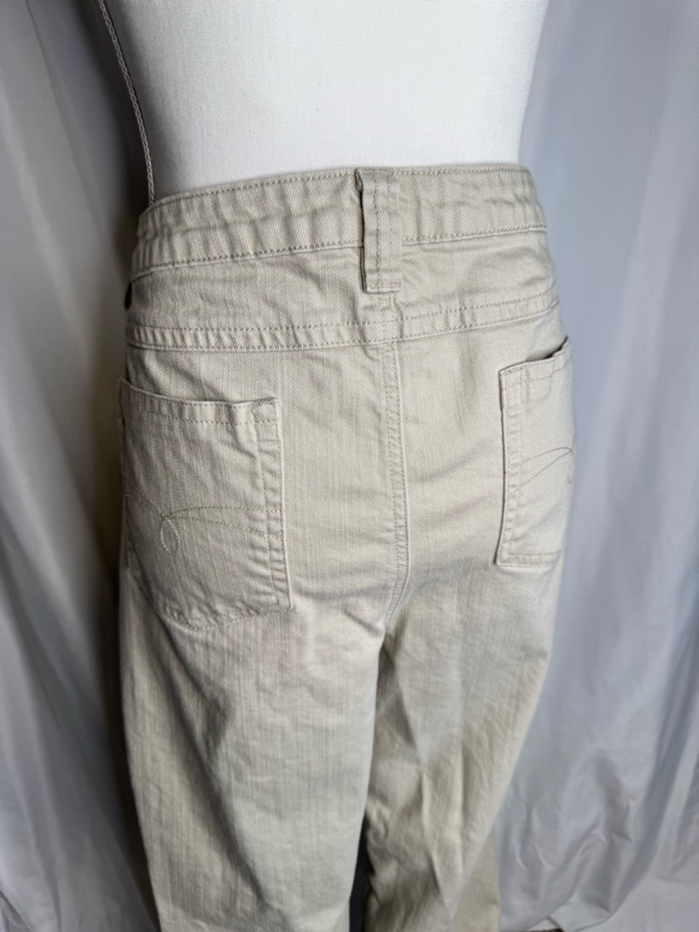 Cato Woman 22W Khaki Straight Leg Pants Stretch Denim Beige Casual Classic - Picture 5 of 16